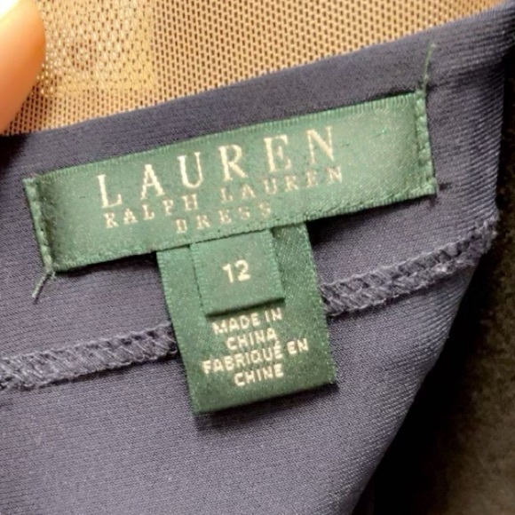 WOMEN LAUREN RALPH LAUREN Black Sequined Lace Ruched Dress - Picture 6 of 6